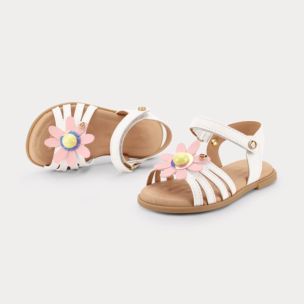 Sandália Infantil Bibi Shine Mini Branca com Flor Branco 3
