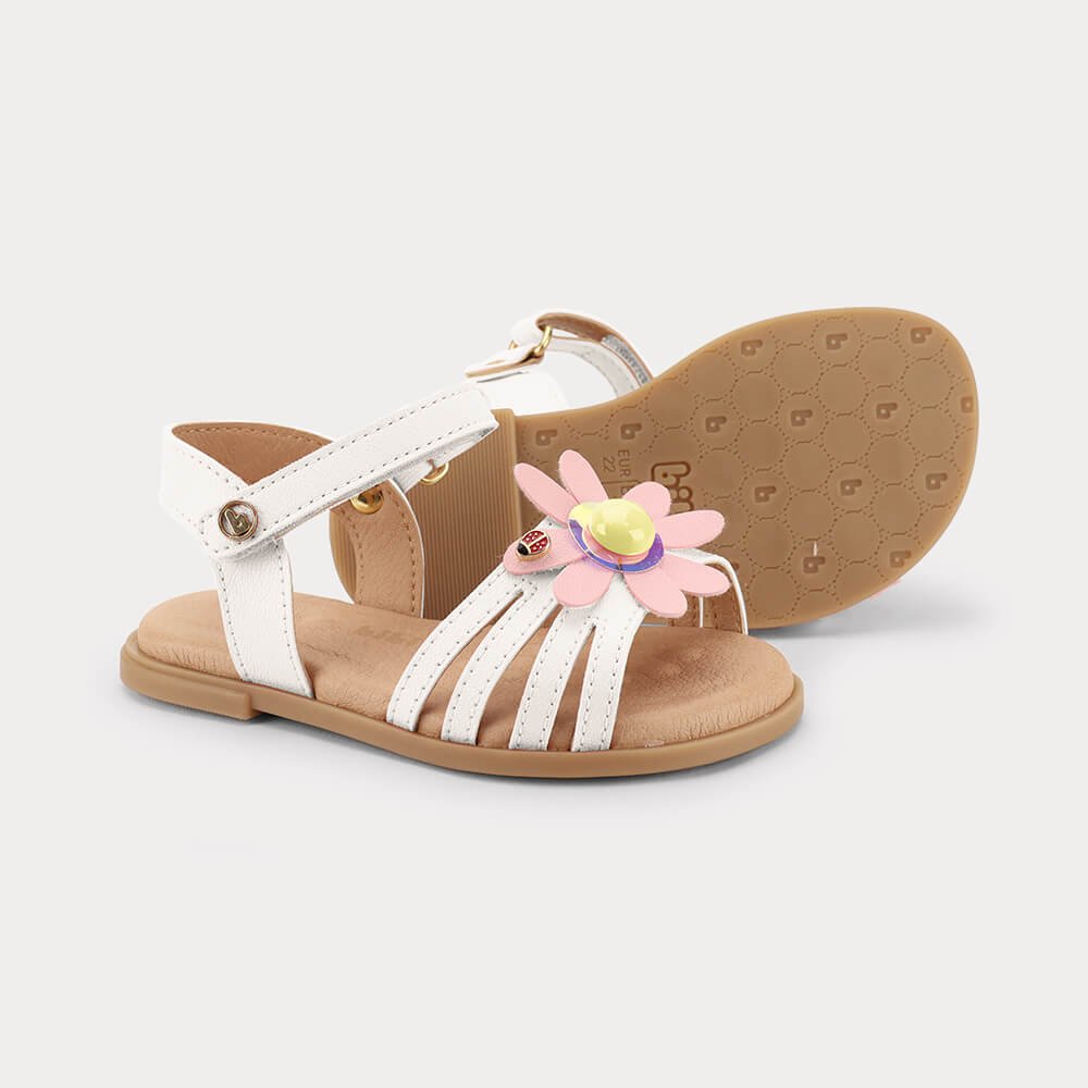 Sandália Infantil Bibi Shine Mini Branca com Flor Branco 4