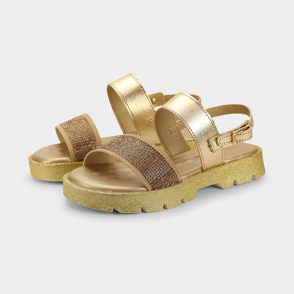 Sandália Infantil Bibi Plataforma 2.0 Dourada com Brilhos Dourado 2
