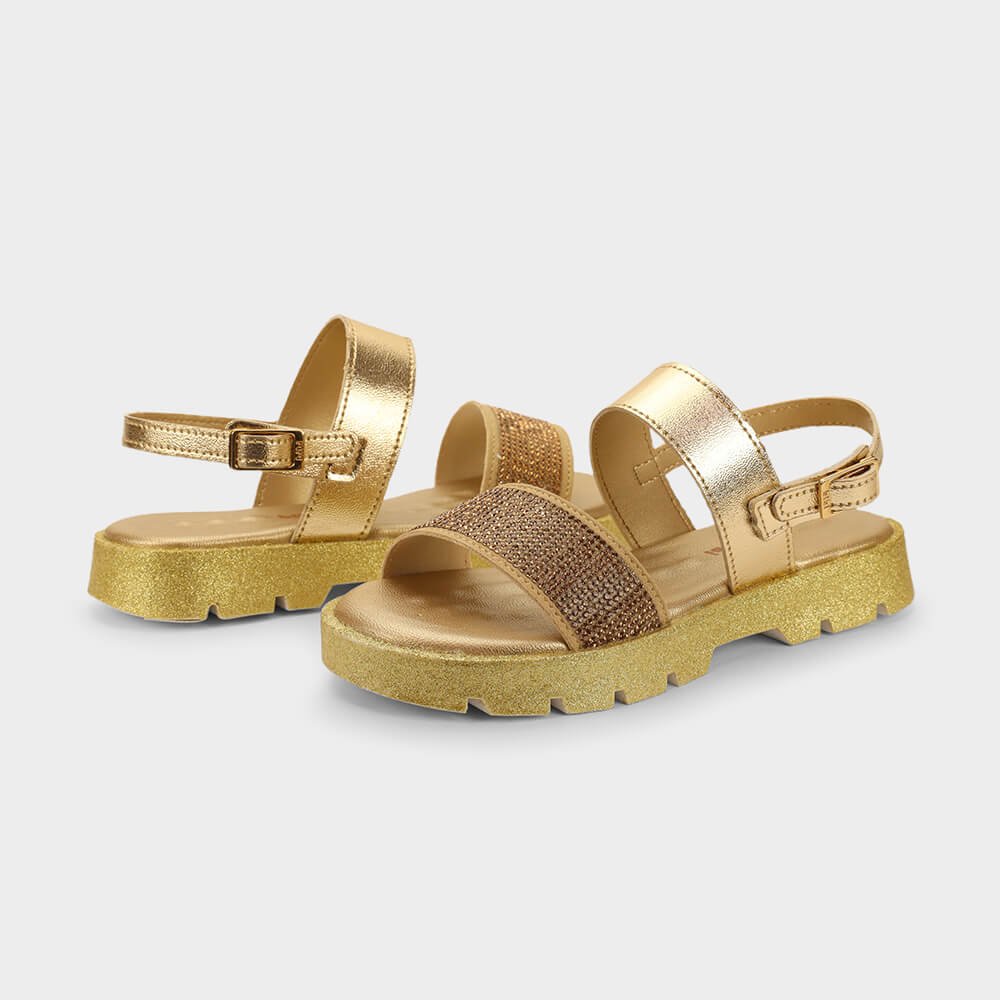 Sandália Infantil Bibi Plataforma 2.0 Dourada com Brilhos Dourado 3