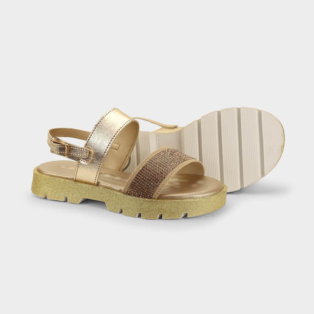 Sandália Infantil Bibi Plataforma 2.0 Dourada com Brilhos Dourado 4
