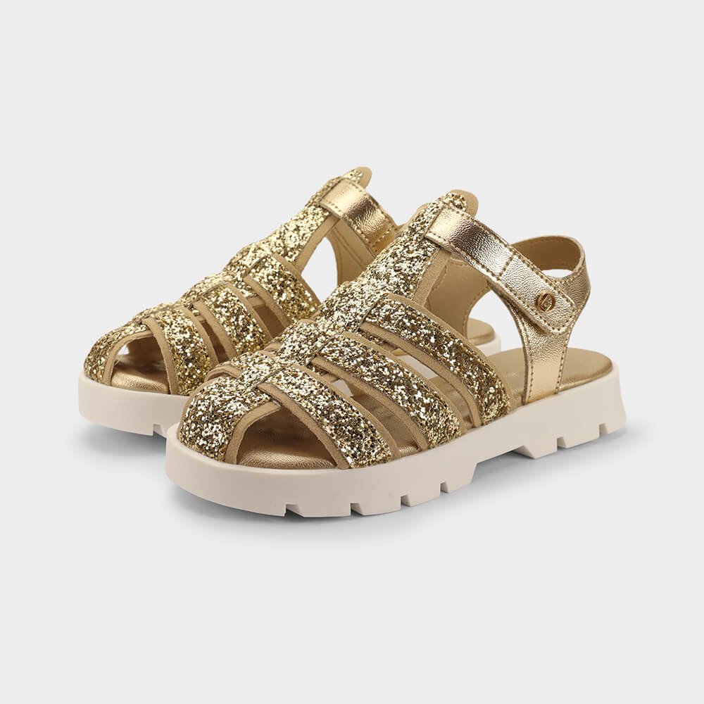 Sandália Infantil Bibi Plataforma 2.0 Dourada com Glitter Dourado 2