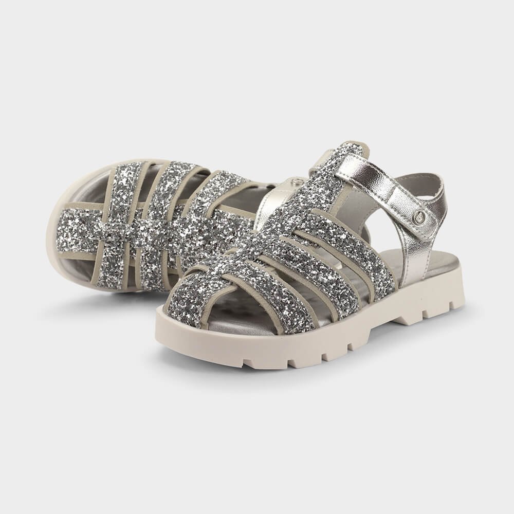 Sandália Infantil Bibi Plataforma 2.0 Prata com Glitter