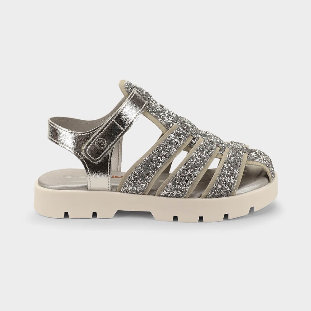 Sandália Infantil Bibi Plataforma 2.0 Prata com Glitter Prata 3