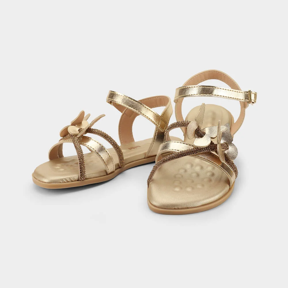 Sandália Infantil Bibi Shine Kids Dourada com Borboletas Dourado 3