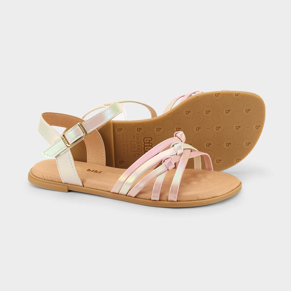 Sandália Infantil Bibi Shine Kids Rosa com Branco Rosa 4