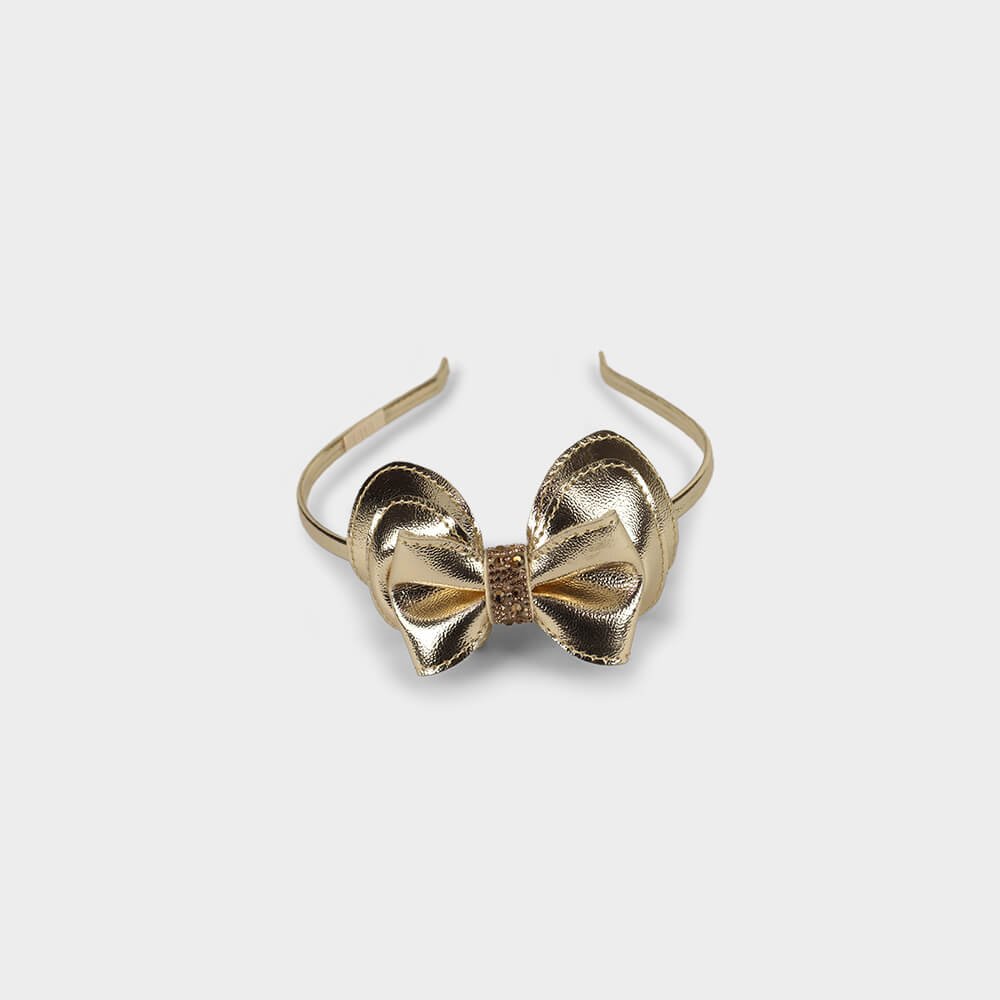 Tiara Infantil Bibi Dourada com Laço Dourado 4