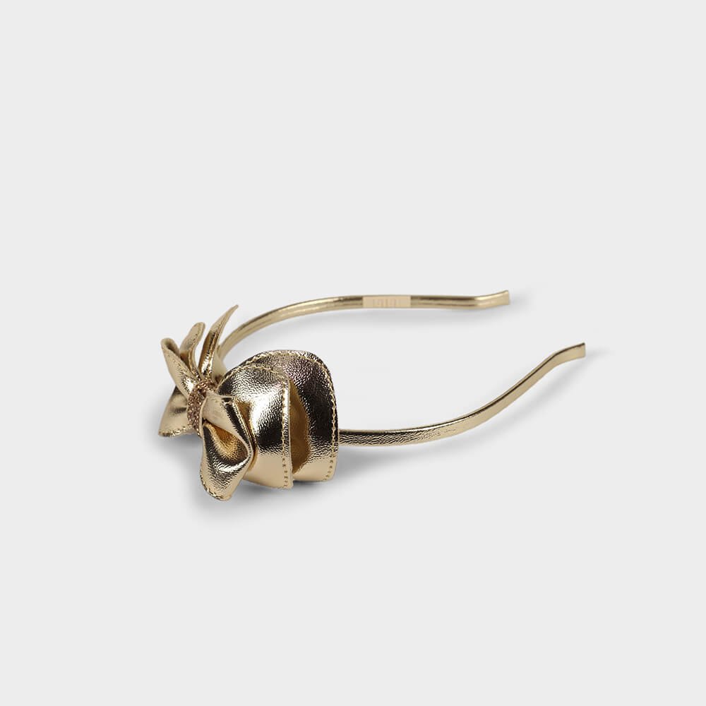 Tiara Infantil Bibi Dourada com Laço Dourado 5