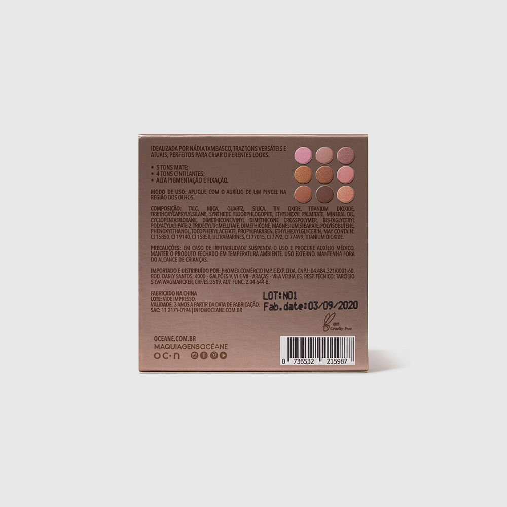 Paleta de Sombras Nádia Tambasco By Océane - To Go Nude 7,2g 7,2g 7