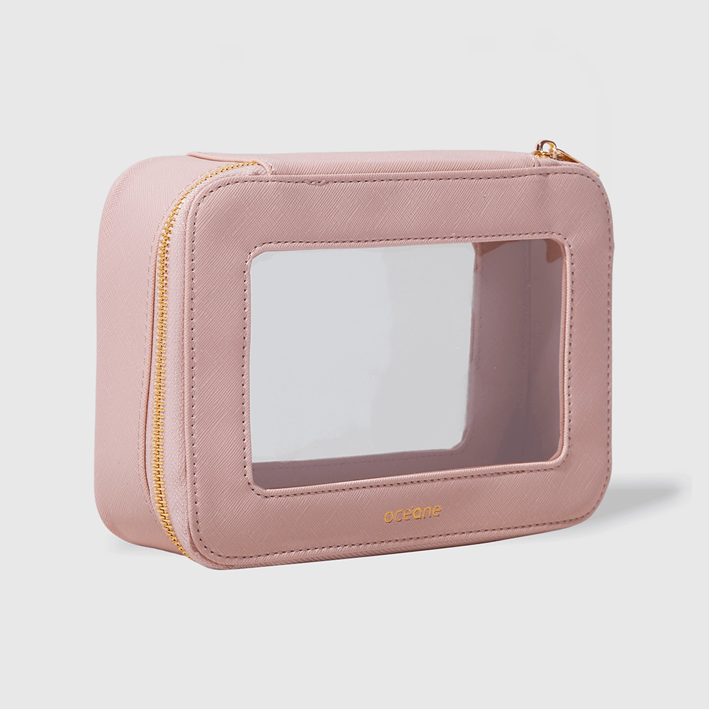 Nécessaire Nude com Transparência - Crystal Case Rosa 1