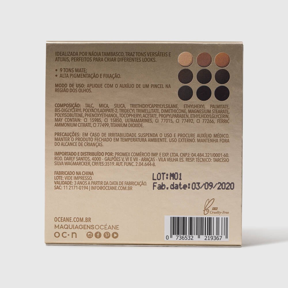 Paleta de Sombras Nádia Tambasco By Océane - To Go Matte 7,2g Matte 8