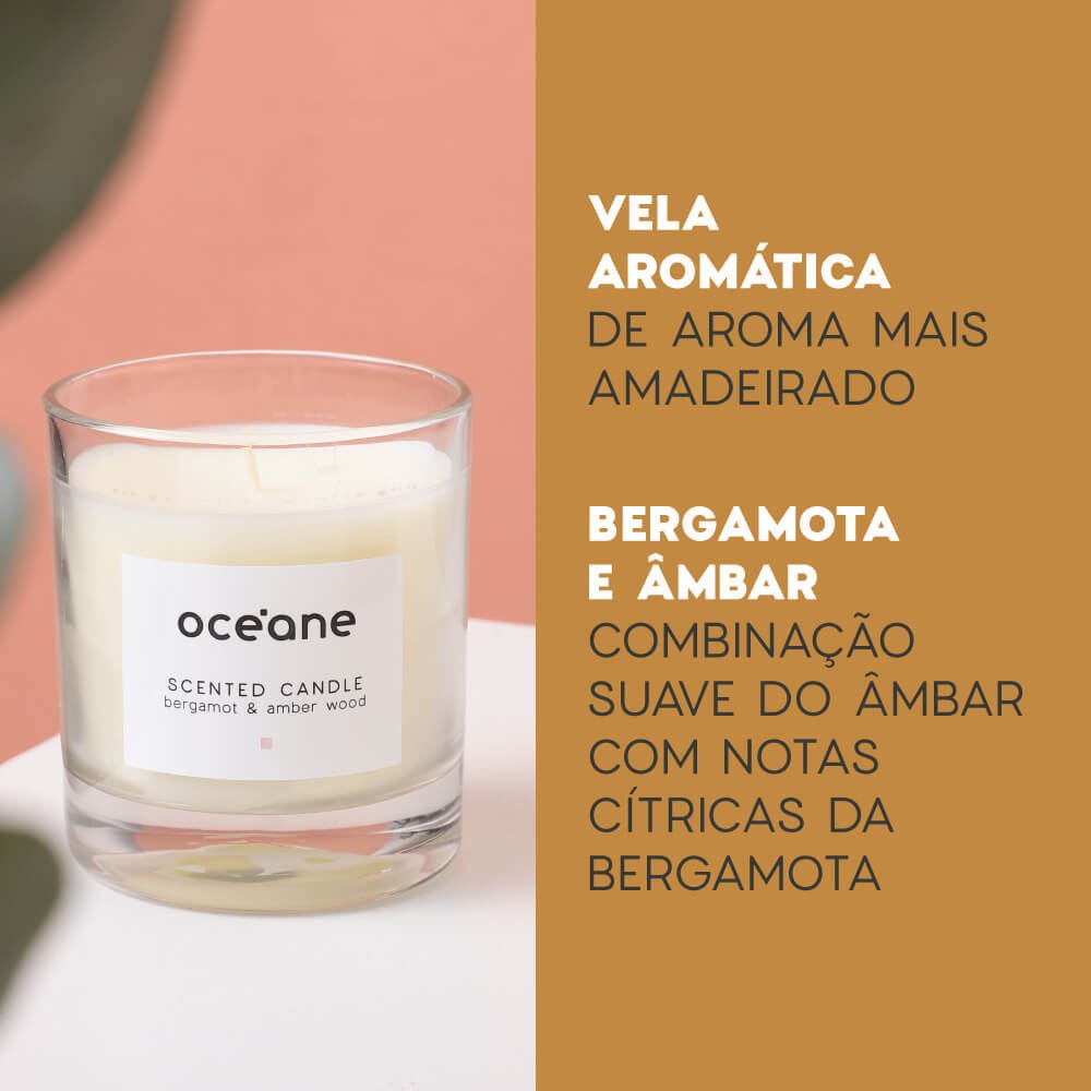 Vela Aromatizada de Bergamota e âmbar - Scented Candle 180g 180g 2