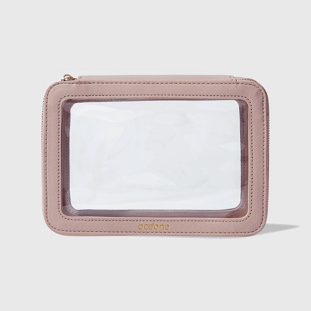 Nécessaire Nude com Transparência - Double Crystal Case Bege 2