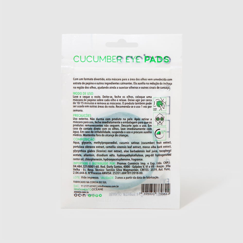 Máscara Para Olhos de Pepino  - Cucumber Eye Pads 10un ÙNICO 3