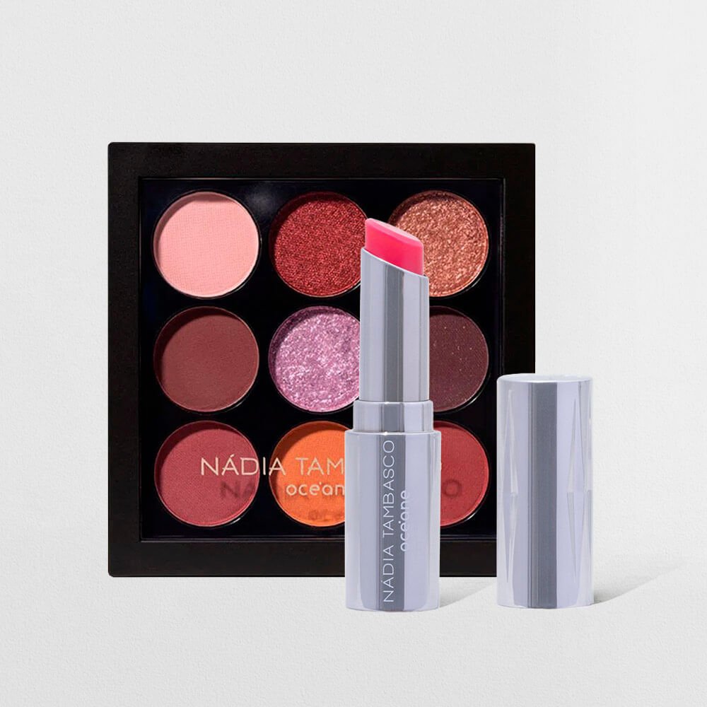 Kit Paleta de Sombras To Go Fire + Revitalizador Labial Rosa Nádia Tambasco By Océane (2 Produtos) ÚNICO 1