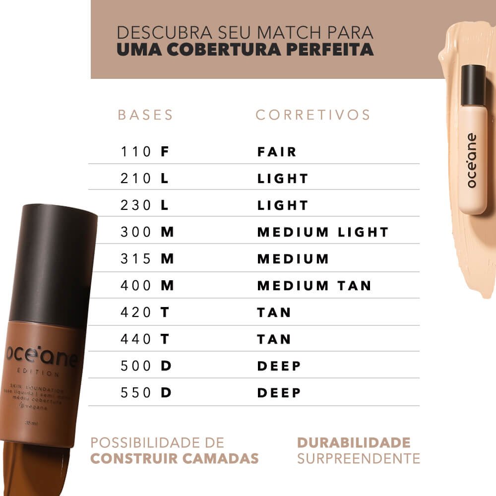 Base Líquida Escura Semi-Matte – Skin Foundation 550d Océane Edition 35ml 550d 8