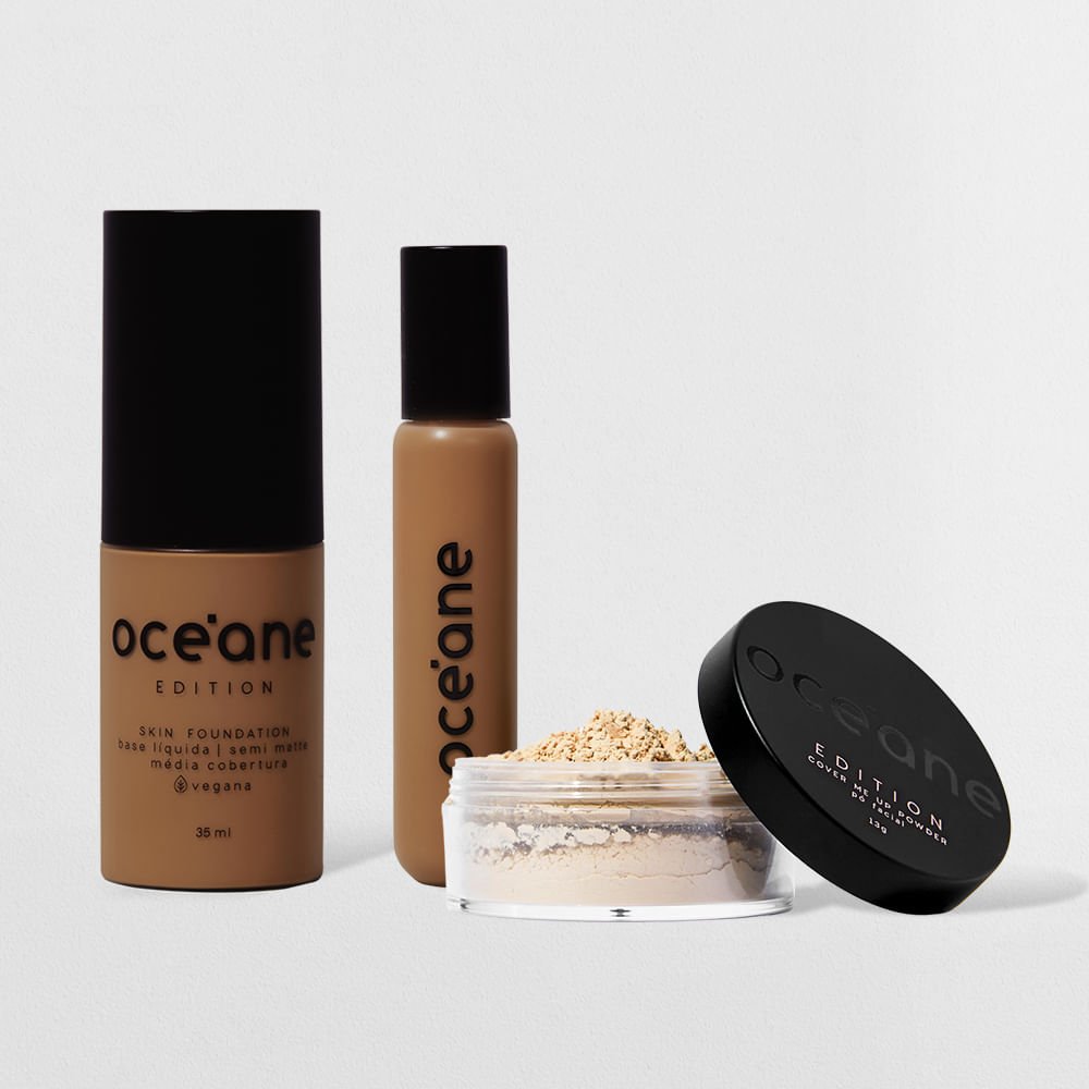 Kit Base Líquida 440t + Corretivo Líquido Tan + Pó Solto Océane Edition  (3 Produtos)