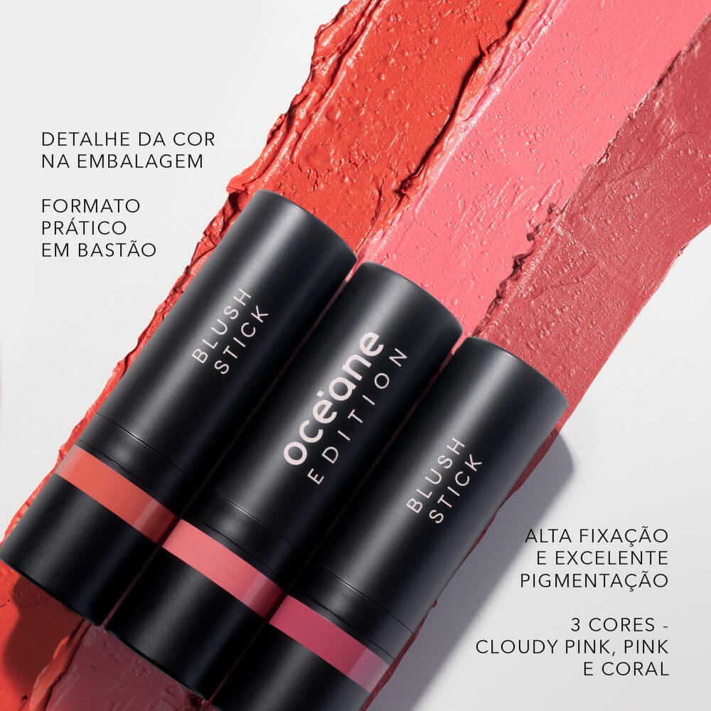 Kit Blush em Bastão Coral + Contorno em Bastão Marrom Médio Océane Edition (2 Produtos) ÚNICO 3