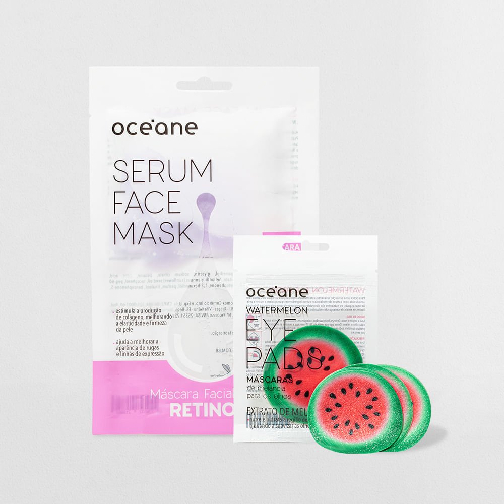 Kit Máscara Para Os Olhos de Melancia + Máscara Facial com Retinol (2 Produtos)