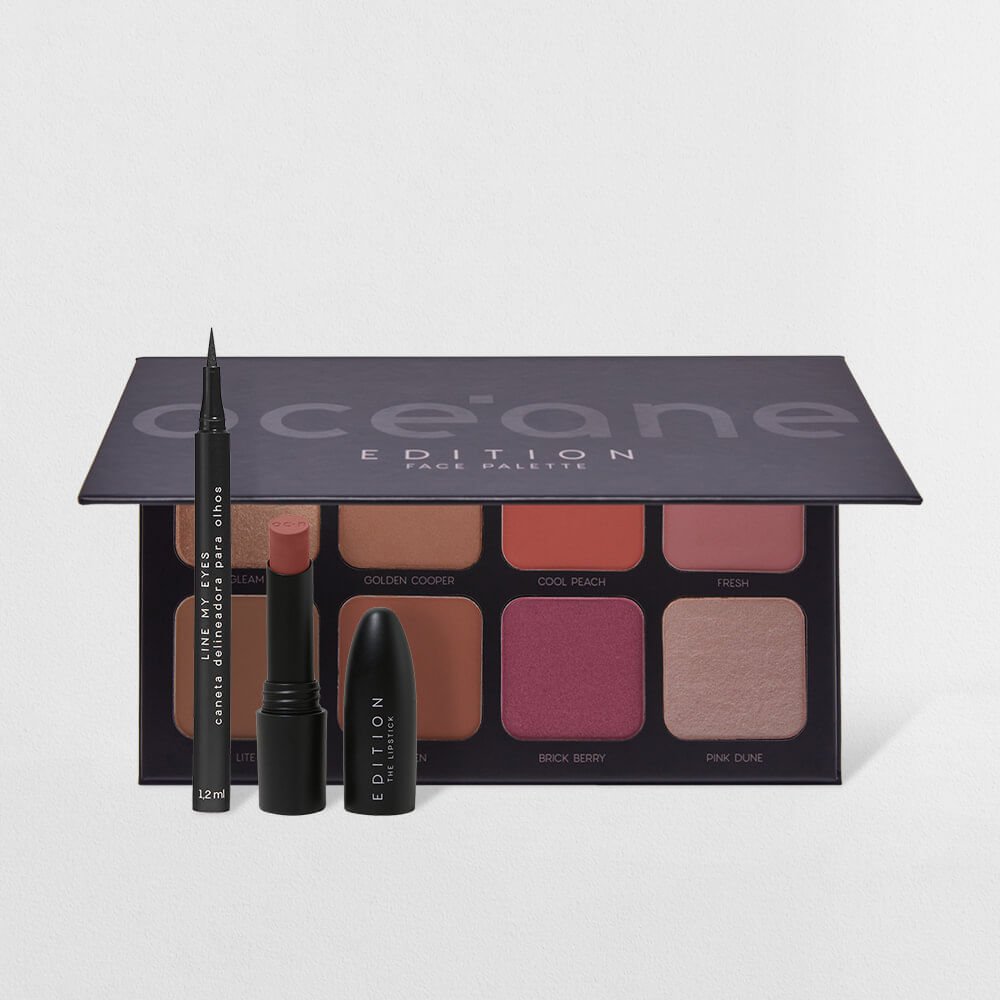 Kit Paleta Multifuncional Face Palette + Batom Nude + Caneta Delineadora Edition (3 Produtos) ÚNICO 1
