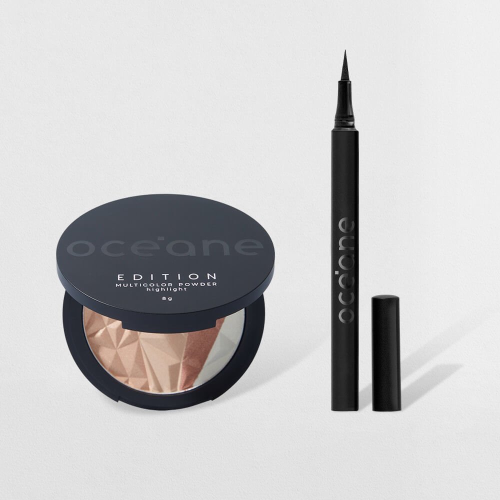 Kit Iluminador Multicolor Powder + Caneta Delineadora Océane Edition (2 Produtos)