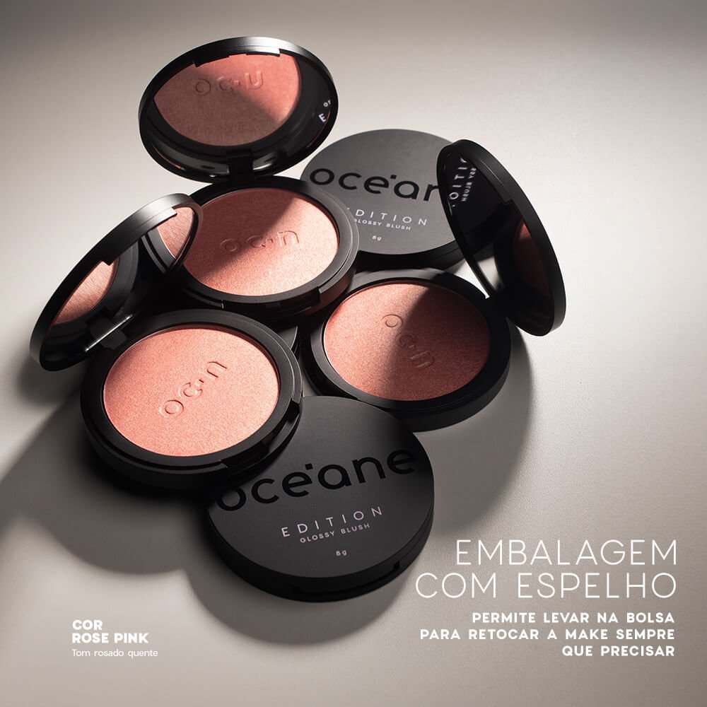 Kit Blush Cintilante Rose Pink Edition + Pincel de Maquiagem Ocn5 (2 Produtos) ÚNICO 4