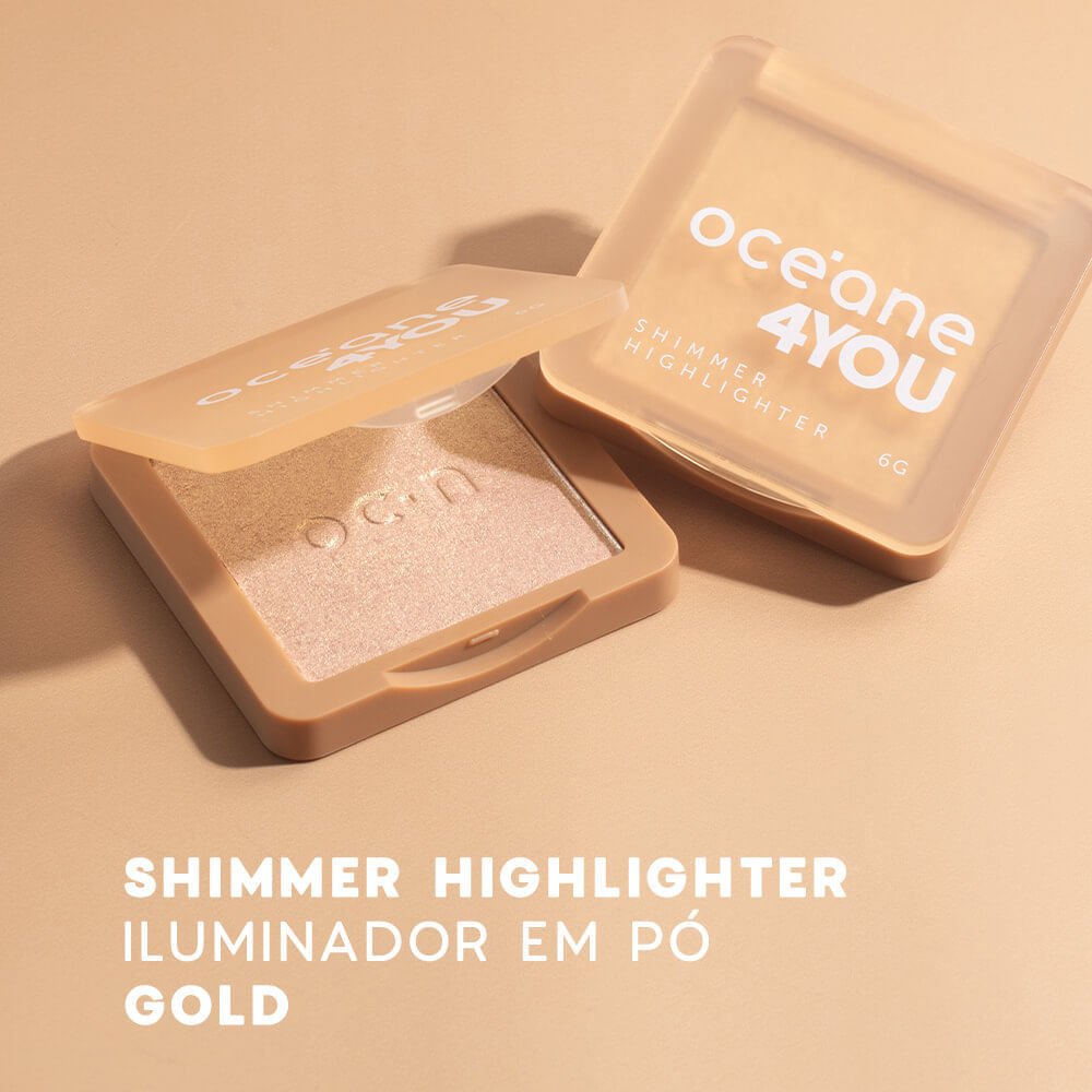 Iluminador Facial Dourado - Shimmer Highlighter Gold 4you 6g Shimmer Highlighter 2