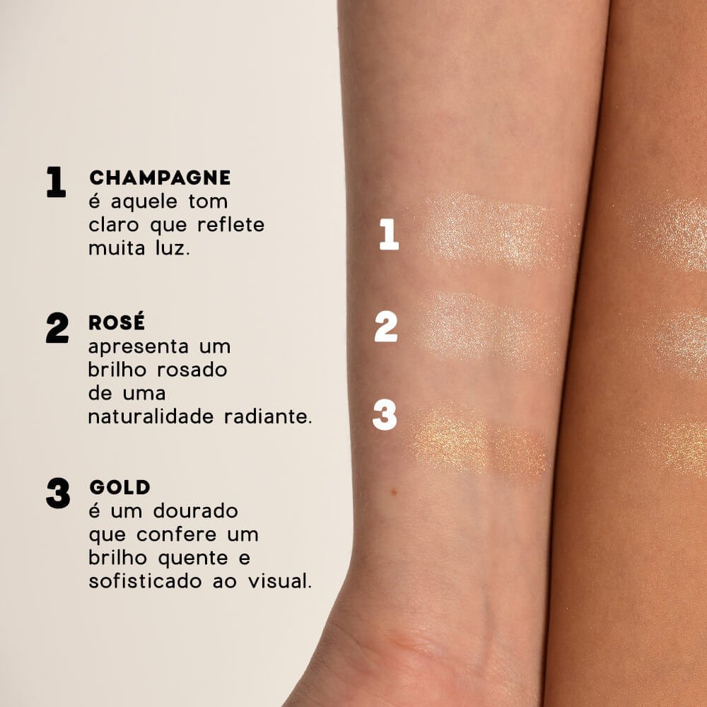 Iluminador Facial Dourado - Shimmer Highlighter Gold 4you 6g Shimmer Highlighter 5