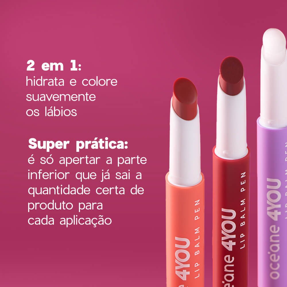 Hidratante Labial Cereja - Lip Balm Pen Berry 4you 1,8g Lip Balm Pen Berry 3