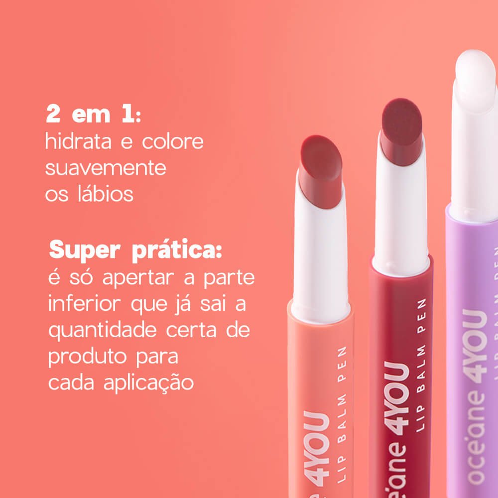Hidratante Labial Coral - Lip Balm Pen Coral 4you 1,8g Lip Balm Pen Coral 3