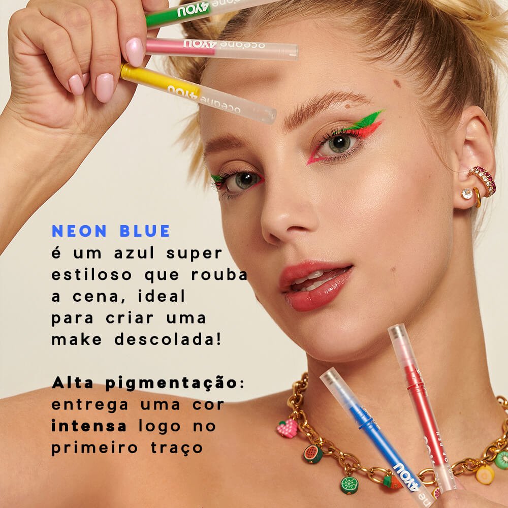 Caneta Delineadora Azul - Flash Color Pen Neon Blue 4you 1,2ml Azul 4