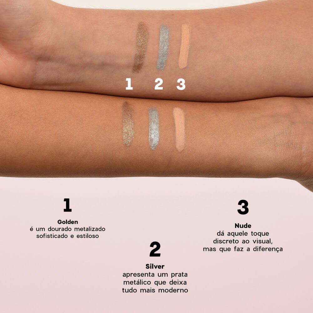 Kit lápis para olhos bege, lip oil rosa e blush coral ÚNICO 3