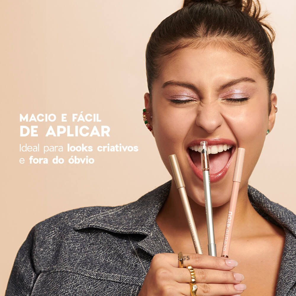 Kit Lápis Para Olhos Dourado + Iluminador Facial Dourado 4you (2 Produtos) ÚNICO 3