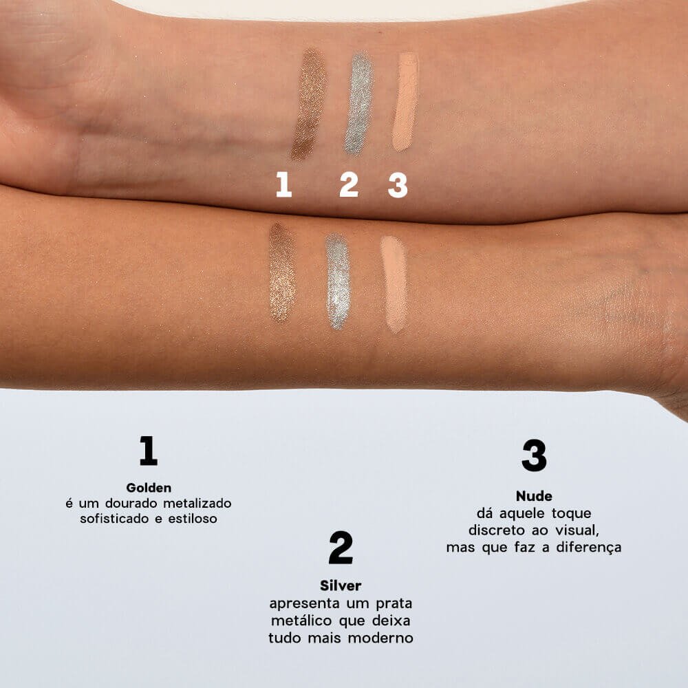 Kit trio de sombras rose, lápis para olhos prata e nécessaire neoprene laranja ÚNICO 4