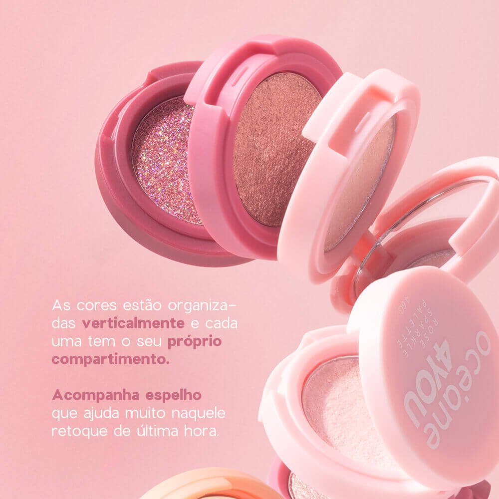 Kit trio de sombras rose, lápis para olhos prata e nécessaire neoprene laranja ÚNICO 6