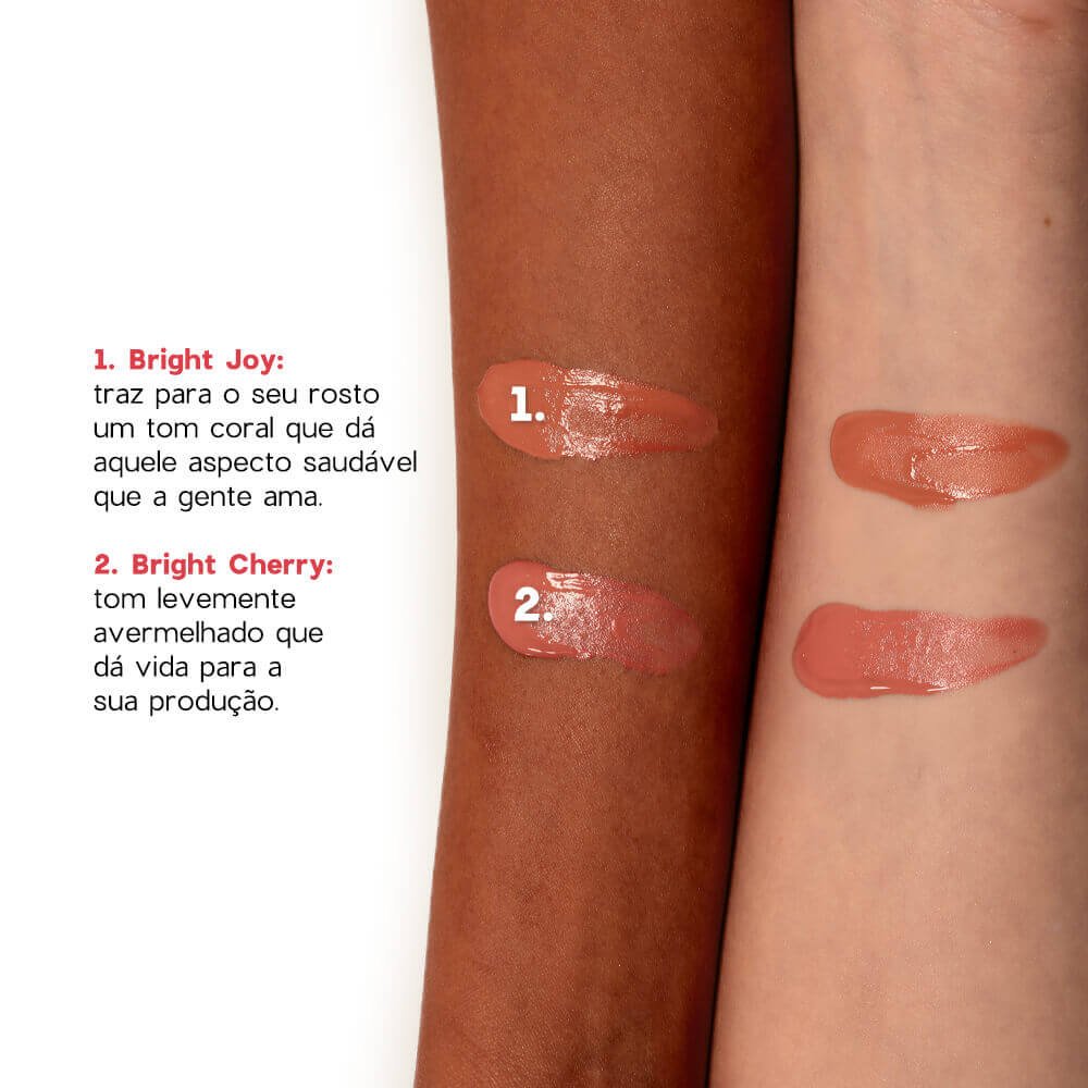 Kit Lip Oil Rosa + Blush Líquido Coral + Nécessaire Neoprene Amarelo 4you (3 Produtos) Multicores 4