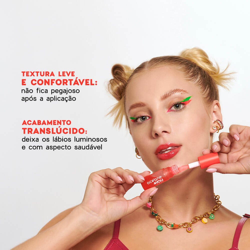 Kit Lip Oil Rosa + Blush Líquido Coral + Nécessaire Neoprene Amarelo 4you (3 Produtos) Multicores 6