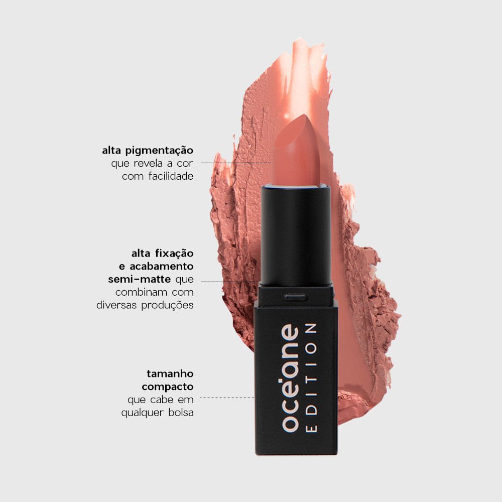 Mini Batom Rosa Semi-Matte - The Lipstick Nude Pink Océane Edition 2g Nude Pink 4