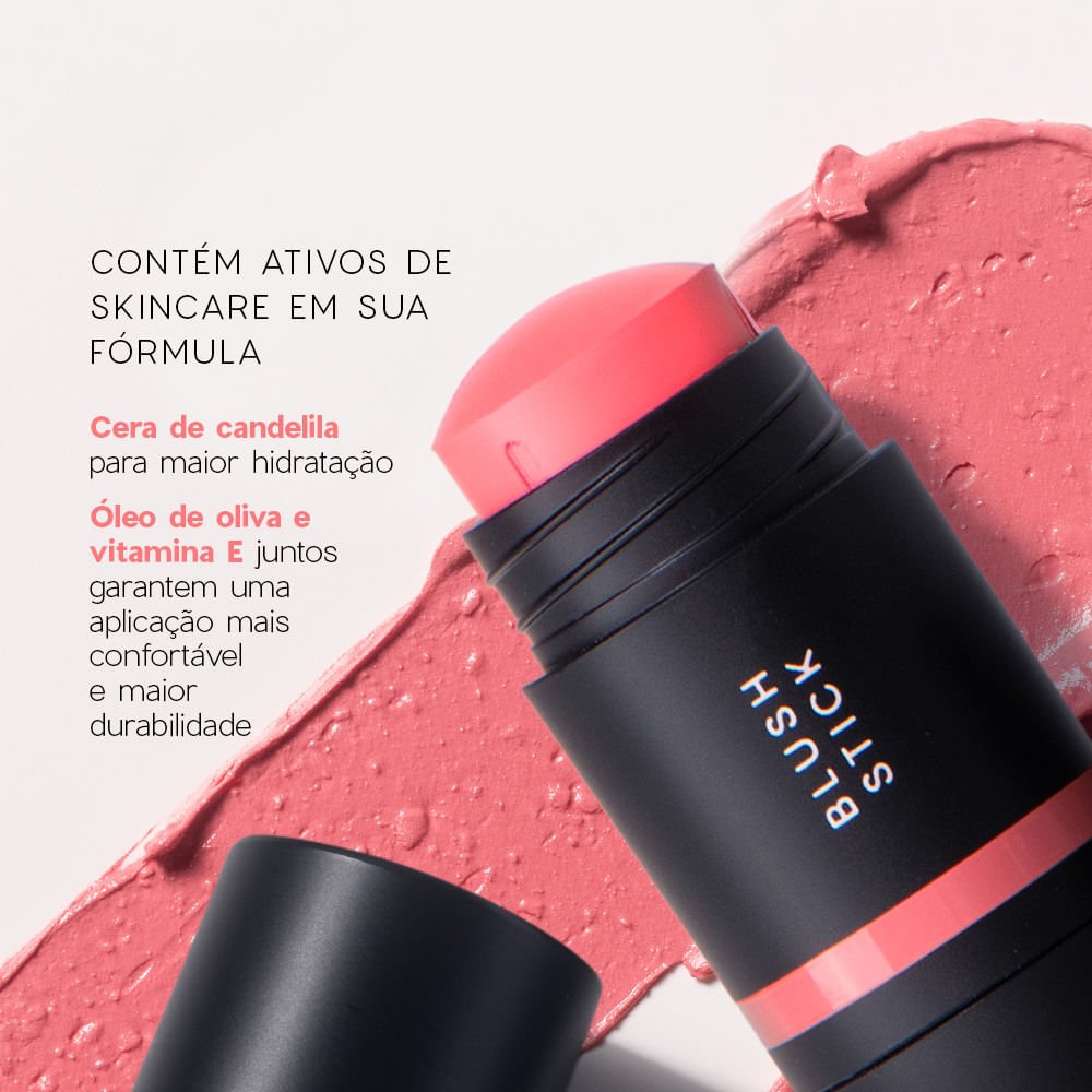 Kit Mini Blush em Bastão Rosa Claro + Mini Contorno em Bastão Marrom Claro + Mini Esponja de Maquiagem Océane Edition (3 Produtos) ÚNICO 7