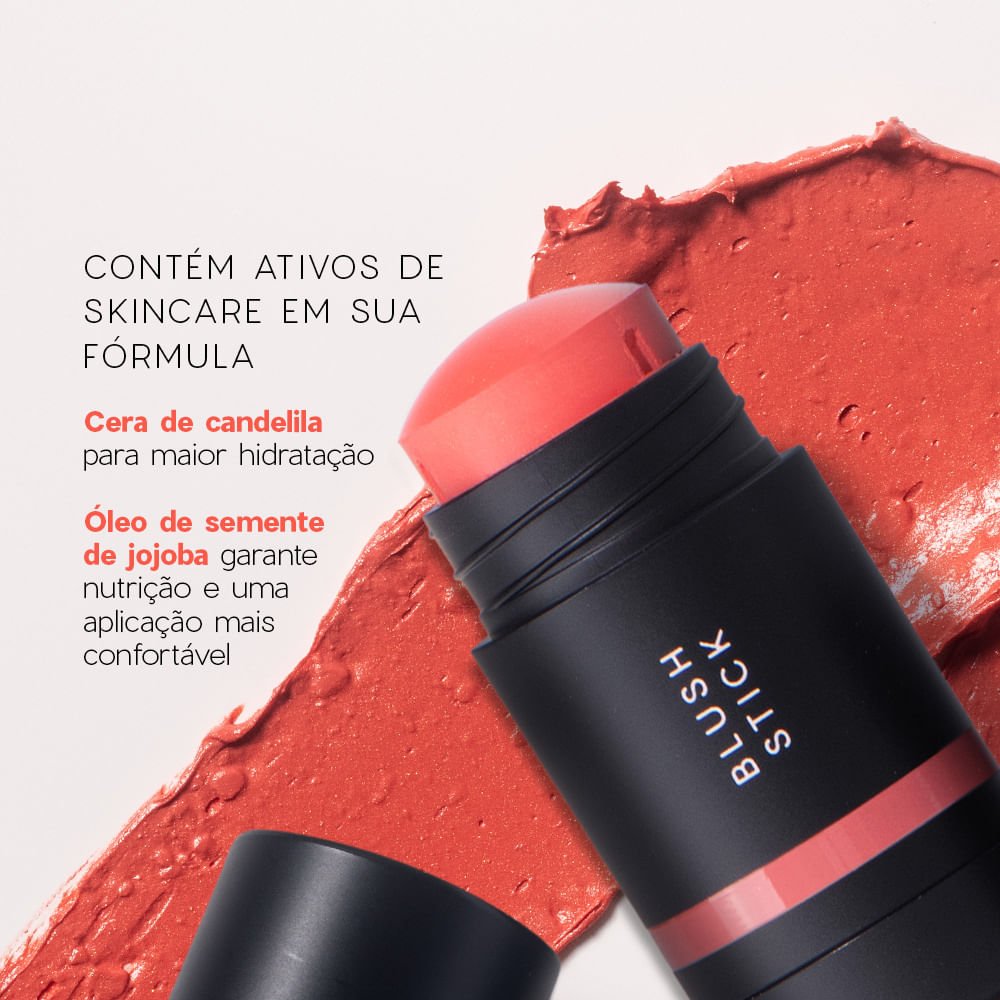 Kit Mini Blush em Bastão Coral + Mini Contorno em Bastão Marrom Médio + Mini Esponja de Maquiagem Océane Edition (3 Produtos) ÚNICO 7