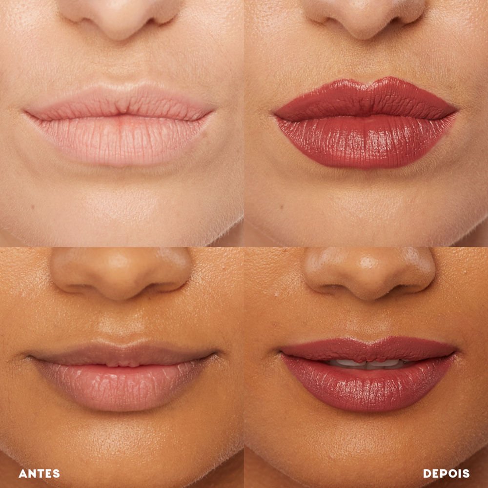 Kit Mini Blush em Bastão Rosa + Mini Batom Nude Semi-Matte + Night Glam + Mini Daily Makeup (4 Produtos) ÚNICO 4