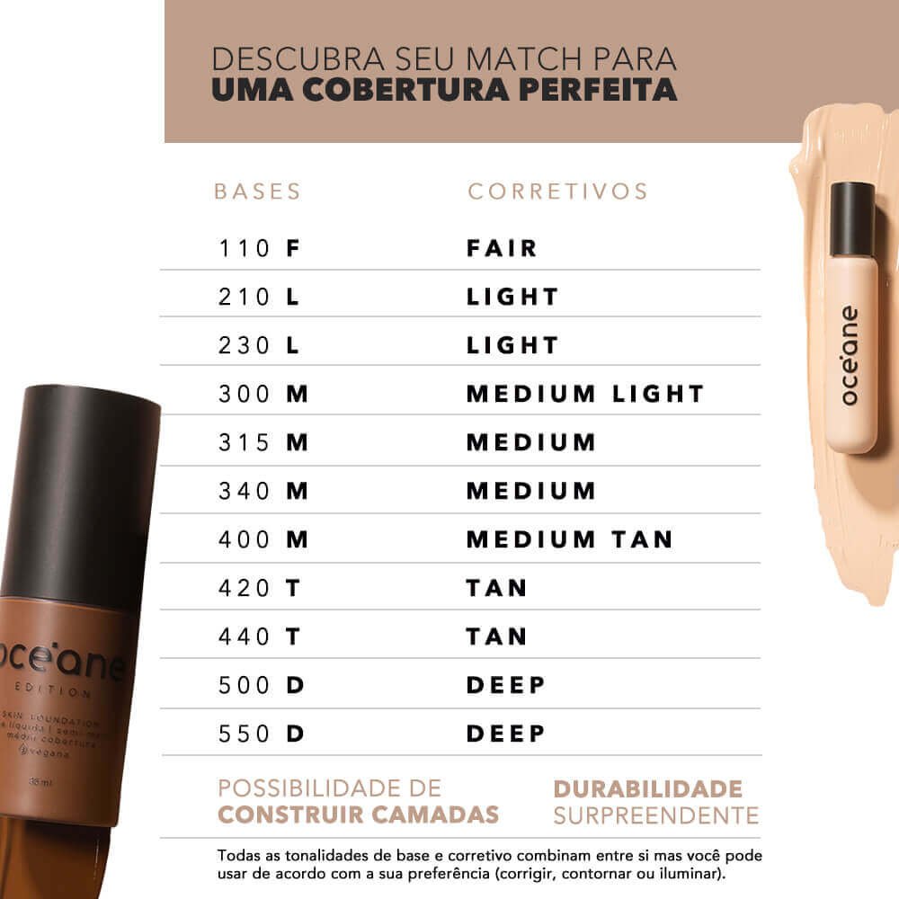 Base Líquida Média Semi-Matte - Skin Foundation 340m Océane Edition 35ml Marrom 8