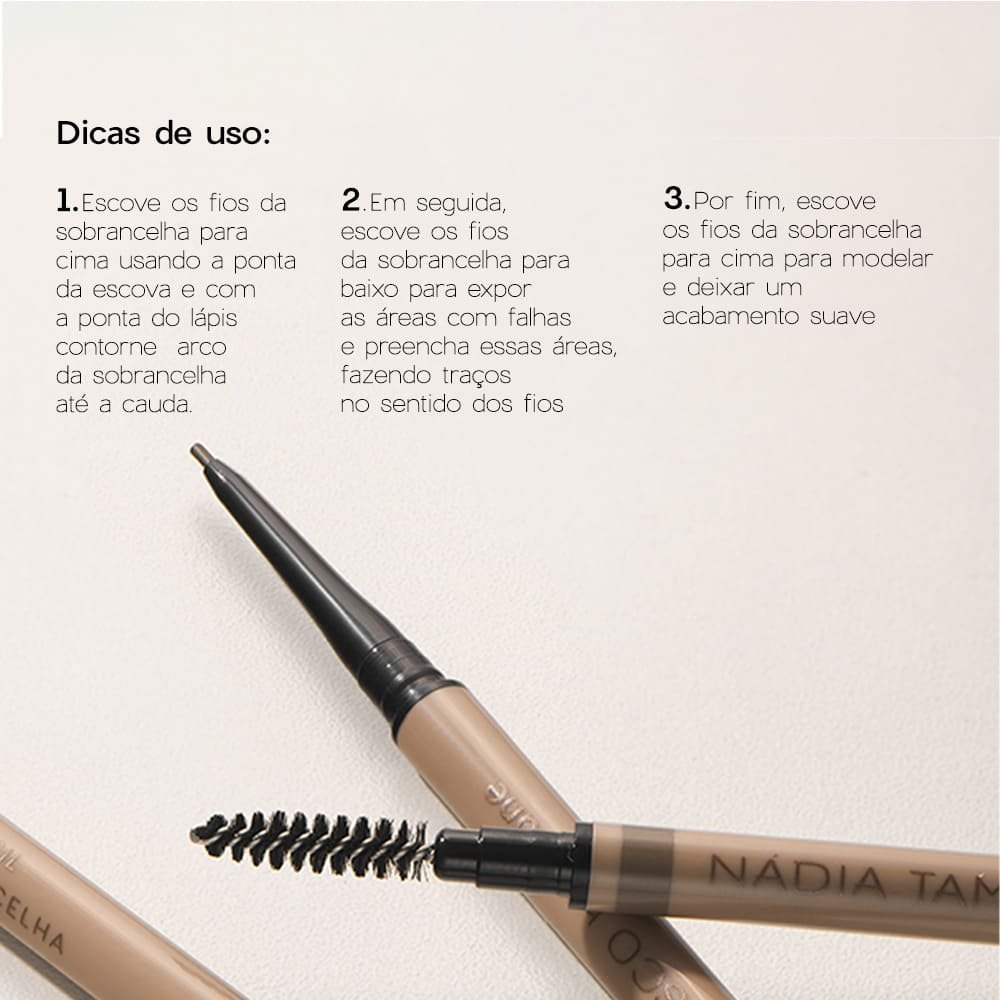 Lápis de Sobrancelhas Retrátil Claro Nádia Tambasco By Océane - Slim Brow Pencil Light Marrom 8