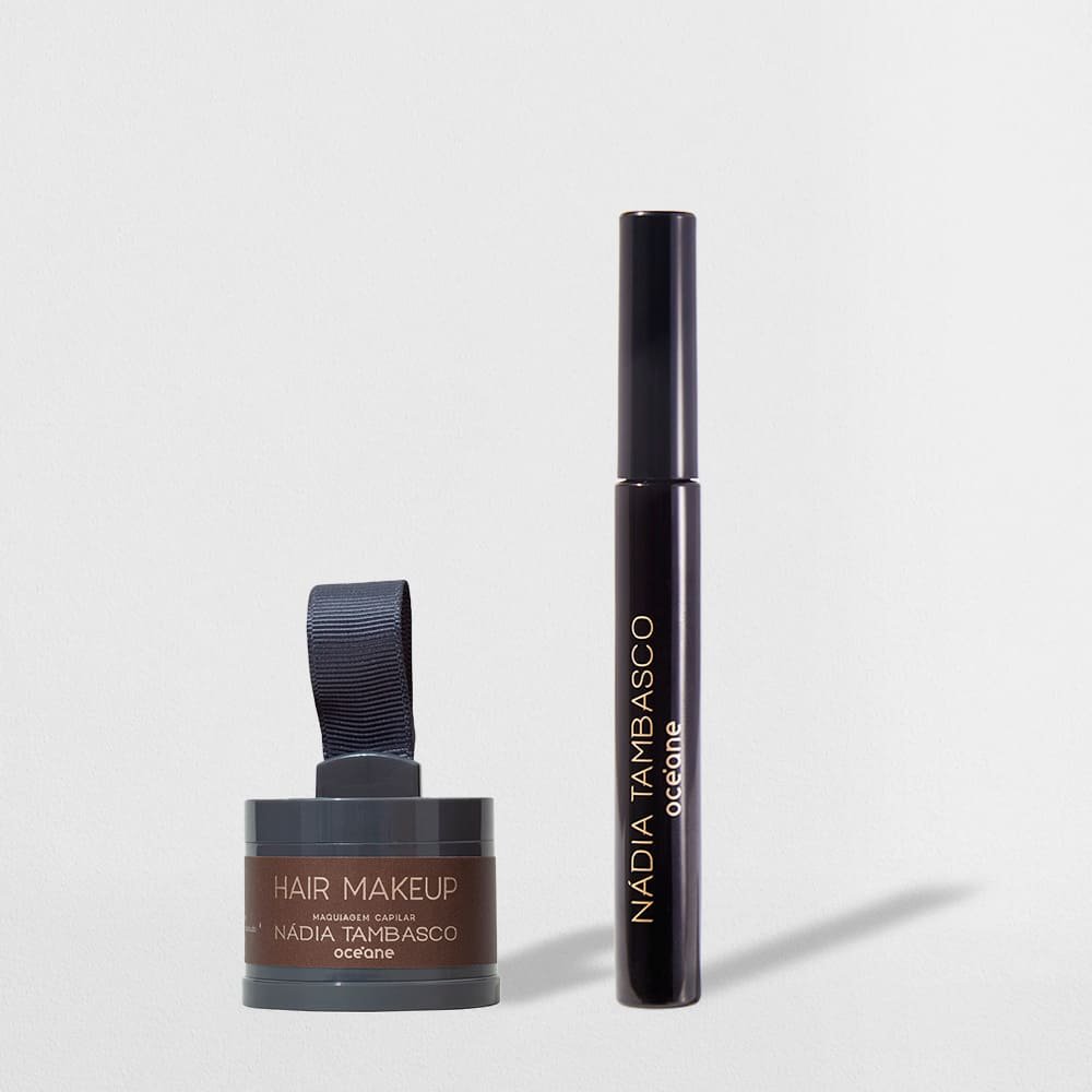 Kit Maquiagem Capilar Castanho Escuro + Anti-Frizz Capilar Nádia Tambasco By Océane (2 Produtos)