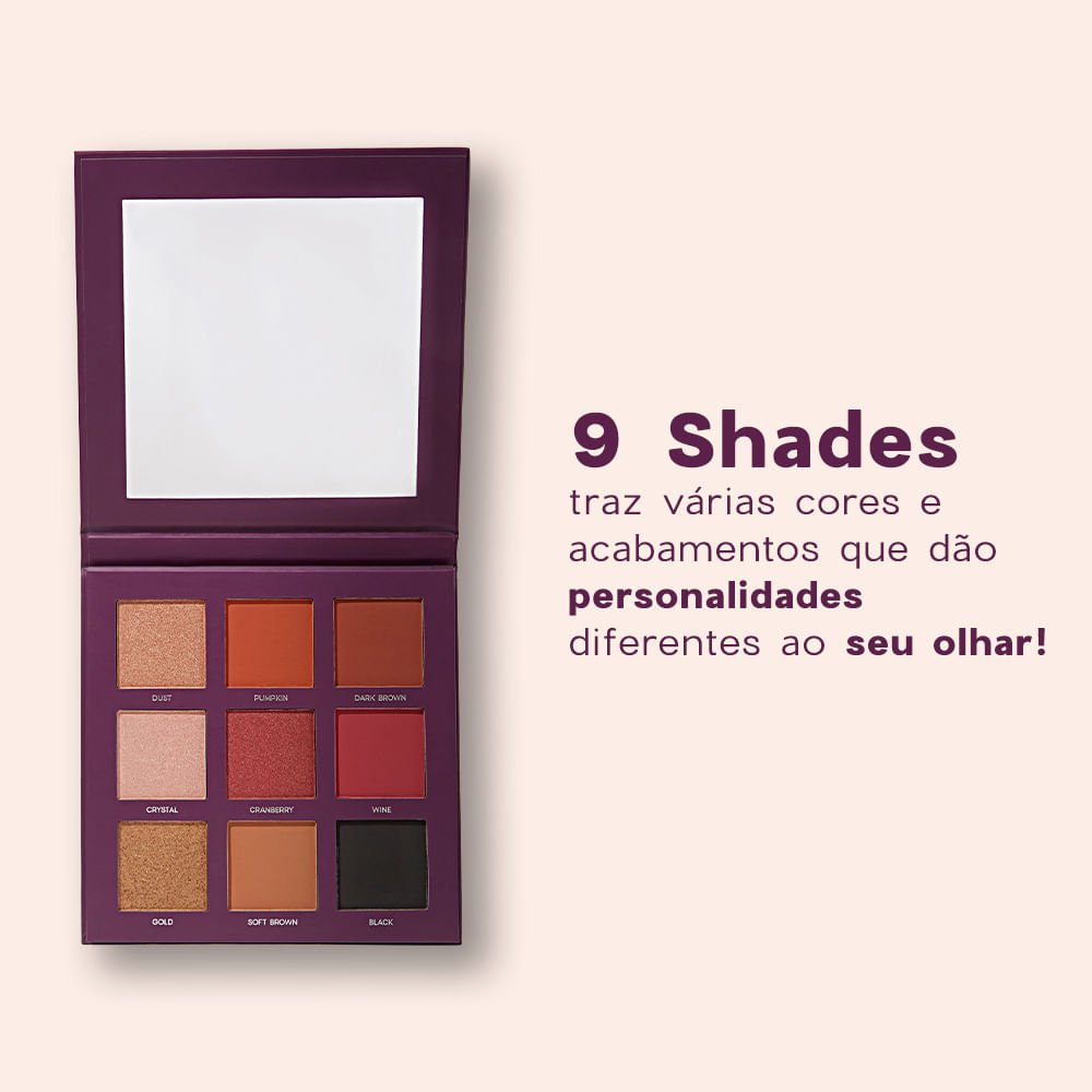 Kit Paleta de Sombras 9 Shades + Flat Blend Roxa Océane Purple (2 Produtos)