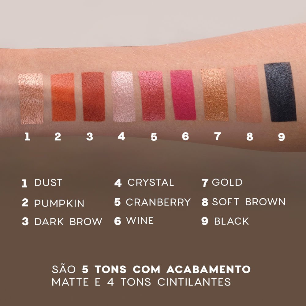 Kit Paleta de Sombras 9 Shades + Flat Blend Roxa Océane Purple (2 Produtos) Multicores 2