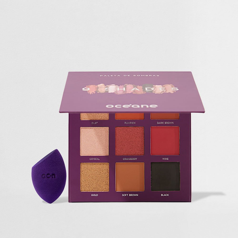 Kit Paleta de Sombras 9 Shades + Flat Blend Roxa Océane Purple (2 Produtos) Multicores 9