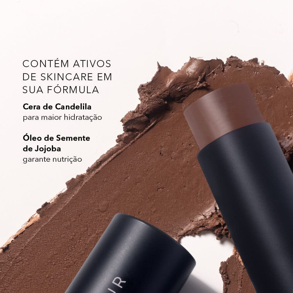 Kit Contorno em Bastão Marrom Escuro + Pincel de Maquiagem para Contorno (2 Produtos) ÚNICO 3