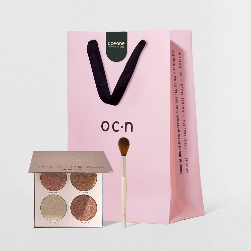 Kit Pincel para Iluminador Glow To Go + Paleta de Iluminadores Glow To Go + Sacola de Presente Média (3 Produtos) ÚNICO 7