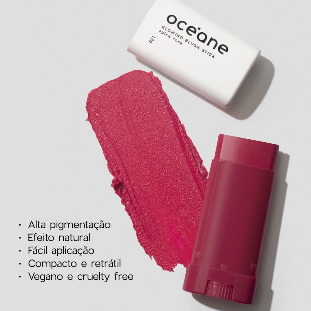 Blush em Bastão Rosa - Glowing Blush Stick Spice Pink Océane Limited 12g Spice Pink 3